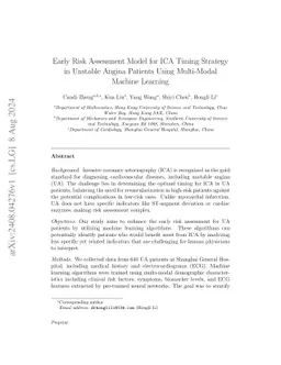 Early Risk Assessment Model for ICA Timing Strategy in Unstable Angina
  Patients Using Multi-Modal Machine Learning