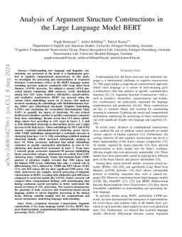 Analysis of Argument Structure Constructions in the Large Language Model
  BERT