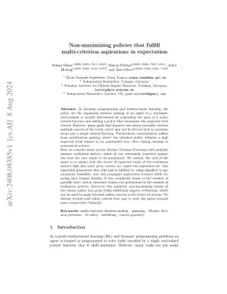 Non-maximizing policies that fulfill multi-criterion aspirations in expectation