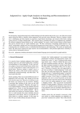 Judgment2vec: Apply Graph Analytics to Searching and Recommendation of
  Similar Judgments