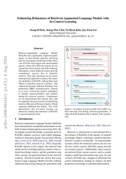 Enhancing Robustness of Retrieval-Augmented Language Models with
  In-Context Learning