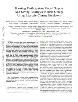 Boosting Earth System Model Outputs And Saving PetaBytes in their
  Storage Using Exascale Climate Emulators