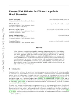 Random Walk Diffusion for Efficient Large-Scale Graph Generation