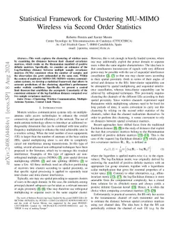 Statistical Framework for Clustering MU-MIMO Wireless via Second Order
  Statistics