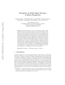 Emergence in Multi-Agent Systems: A Safety Perspective