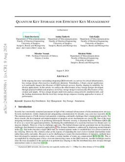 Quantum Key Storage for Efficient Key Management