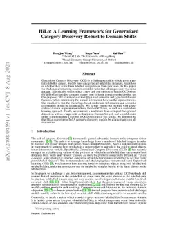 HiLo: A Learning Framework for Generalized Category Discovery Robust to Domain Shifts