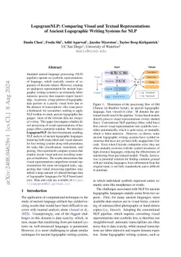 LogogramNLP: Comparing Visual and Textual Representations of Ancient Logographic Writing Systems for NLP