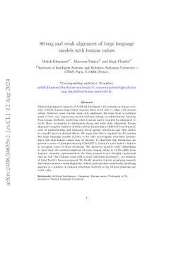 Strong and weak alignment of large language models with human values