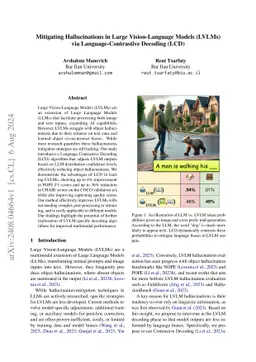 Mitigating Hallucinations in Large Vision-Language Models (LVLMs) via
  Language-Contrastive Decoding (LCD)