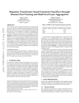 Dopamin: Transformer-based Comment Classifiers through Domain
  Post-Training and Multi-level Layer Aggregation