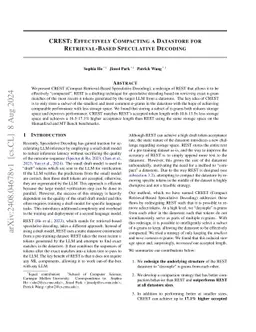 CREST: Effectively Compacting a Datastore For Retrieval-Based
  Speculative Decoding