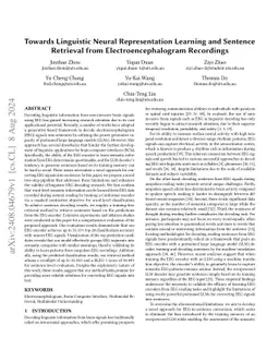 Towards Linguistic Neural Representation Learning and Sentence Retrieval
  from Electroencephalogram Recordings