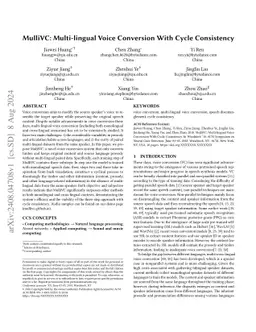 MulliVC: Multi-lingual Voice Conversion With Cycle Consistency