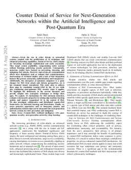 Counter Denial of Service for Next-Generation Networks within the
  Artificial Intelligence and Post-Quantum Era