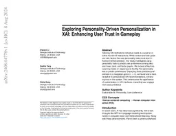 Exploring Personality-Driven Personalization in XAI: Enhancing User
  Trust in Gameplay