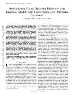 Interventional Causal Structure Discovery over Graphical Models with
  Convergence and Optimality Guarantees