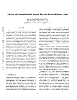 Adversarially Robust Industrial Anomaly Detection Through Diffusion
  Model