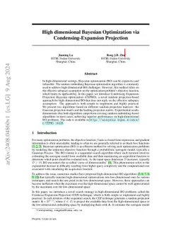 High dimensional Bayesian Optimization via Condensing-Expansion
  Projection