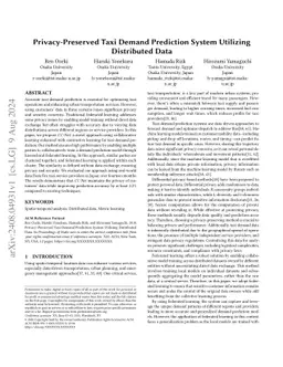 Privacy-Preserved Taxi Demand Prediction System Utilizing Distributed
  Data