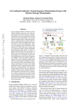Get Confused Cautiously: Textual Sequence Memorization Erasure with
  Selective Entropy Maximization
