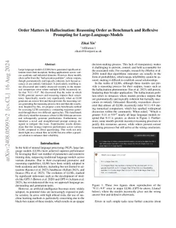 Order Matters in Hallucination: Reasoning Order as Benchmark and Reflexive Prompting for Large-Language-Models