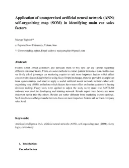 Application of Unsupervised Artificial Neural Network (ANN)
  Self_Organizing Map (SOM) in Identifying Main Car Sales Factors