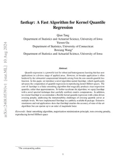 fastkqr: A Fast Algorithm for Kernel Quantile Regression