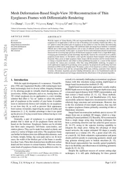 Mesh deformation-based single-view 3D reconstruction of thin eyeglasses
  frames with differentiable rendering