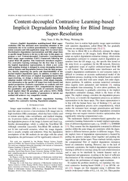 Content-decoupled Contrastive Learning-based Implicit Degradation Modeling for Blind Image Super-Resolution