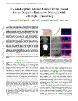 EV-MGDispNet: Motion-Guided Event-Based Stereo Disparity Estimation
  Network with Left-Right Consistency