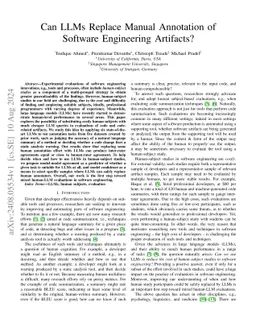 Can LLMs Replace Manual Annotation of Software Engineering Artifacts?