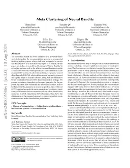 Meta Clustering of Neural Bandits