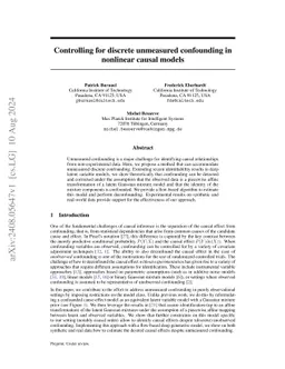 Controlling for discrete unmeasured confounding in nonlinear causal
  models