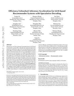 Efficiency Unleashed: Inference Acceleration for LLM-based Recommender Systems with Speculative Decoding