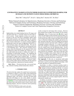 Contrastive masked auto-encoders based self-supervised hashing for 2D
  image and 3D point cloud cross-modal retrieval