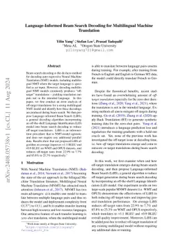Language-Informed Beam Search Decoding for Multilingual Machine
  Translation