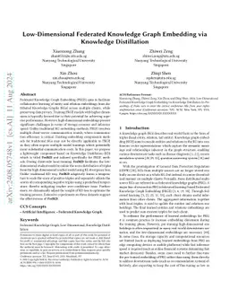 Low-Dimensional Federated Knowledge Graph Embedding via Knowledge Distillation