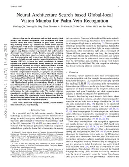 Neural Architecture Search based Global-local Vision Mamba for Palm-Vein
  Recognition
