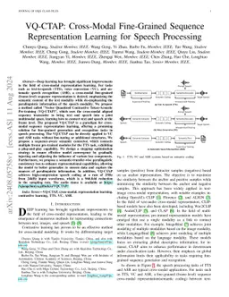 VQ-CTAP: Cross-Modal Fine-Grained Sequence Representation Learning for Speech Processing