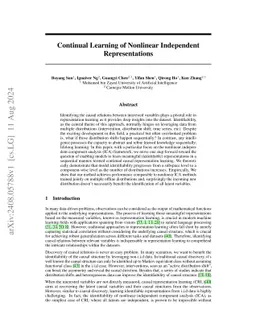Continual Learning of Nonlinear Independent Representations