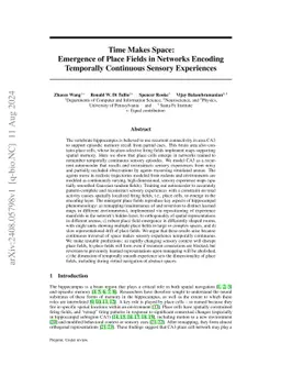 Time Makes Space: Emergence of Place Fields in Networks Encoding Temporally Continuous Sensory Experiences