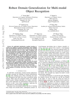 Robust Domain Generalization for Multi-modal Object Recognition