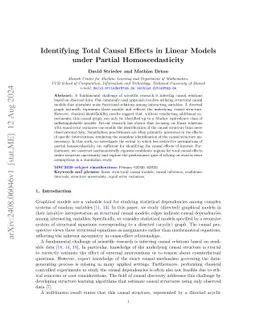 Identifying Total Causal Effects in Linear Models under Partial
  Homoscedasticity