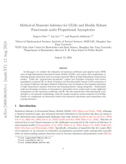 Method-of-Moments Inference for GLMs and Doubly Robust Functionals under Proportional Asymptotics