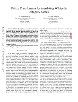 Utilize Transformers for translating Wikipedia category names