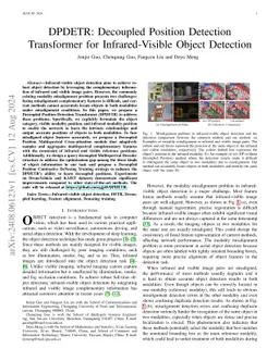 DPDETR: Decoupled Position Detection Transformer for Infrared-Visible Object Detection