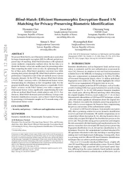 Blind-Match: Efficient Homomorphic Encryption-Based 1:N Matching for
  Privacy-Preserving Biometric Identification