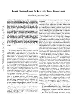 Latent Disentanglement for Low Light Image Enhancement