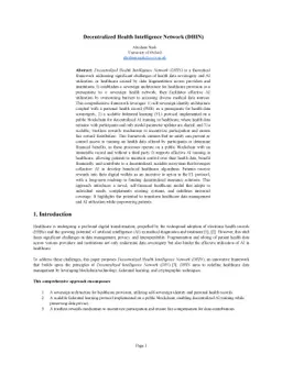 Decentralized Health Intelligence Network (DHIN)